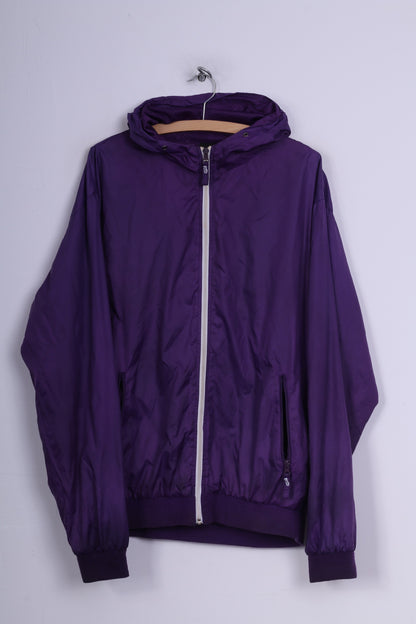 Kickz Men XL Lightweight Jacket Purple Full Zipper Sportswear Hooded Retro Top