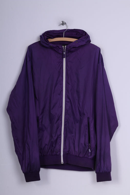 Kickz Hommes XL Veste Légère Violet Fermeture Éclair Complète Sportswear À Capuche Haut Rétro