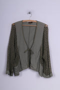 Piment Rouge Cardigan court XL pour femme en tricot au crochet Vert Boho Italie
