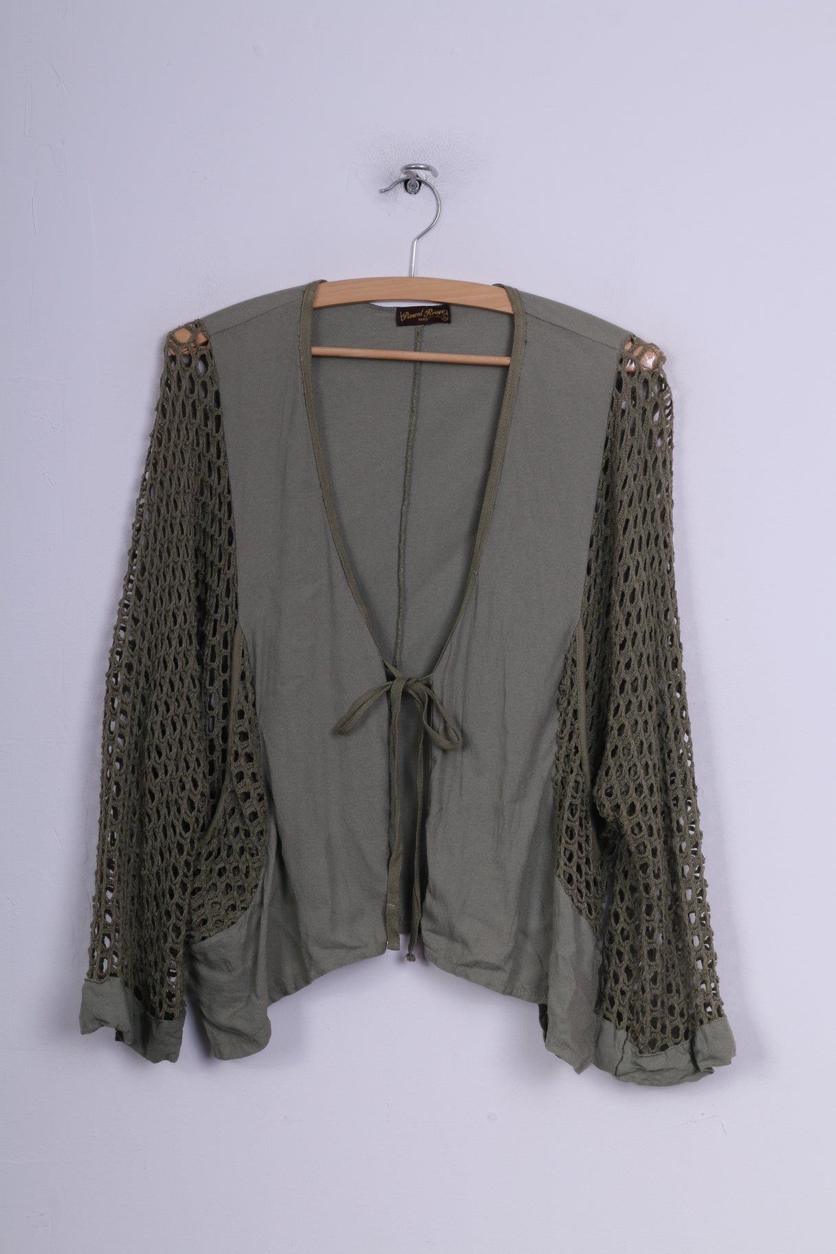 Piment Rouge Cardigan court XL pour femme en tricot au crochet Vert Boho Italie