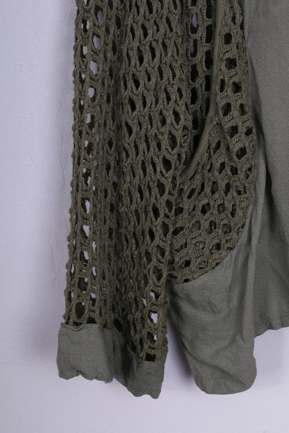 Piment Rouge Cardigan court XL pour femme en tricot au crochet Vert Boho Italie