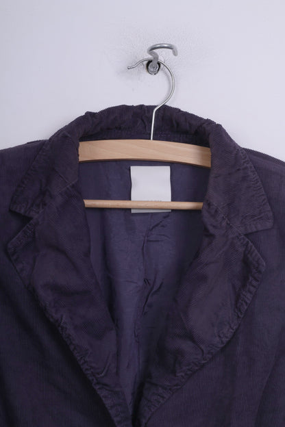 Hirsch. Veste Blazer en velours côtelé pour femme, 12 M, violet, simple boutonnage, coussinets d'épaule en coton