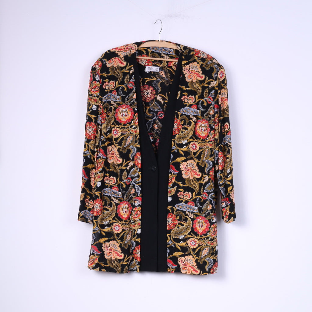 Modiamo Donna 48/50 Blazer XXL Top floreale con spalline in viscosa nera 