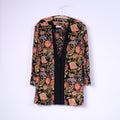 Modiamo Women 48/50 XXL Blazer Black Viscose Shoulder Pads Floral Top