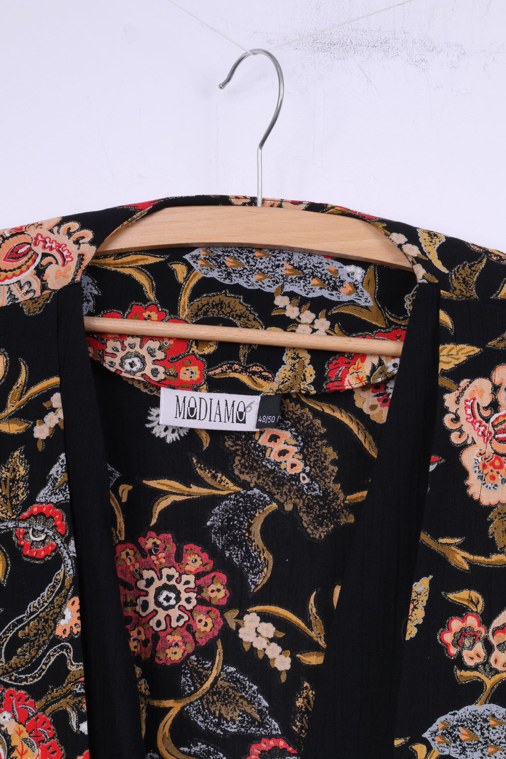 Modiamo Donna 48/50 Blazer XXL Top floreale con spalline in viscosa nera 
