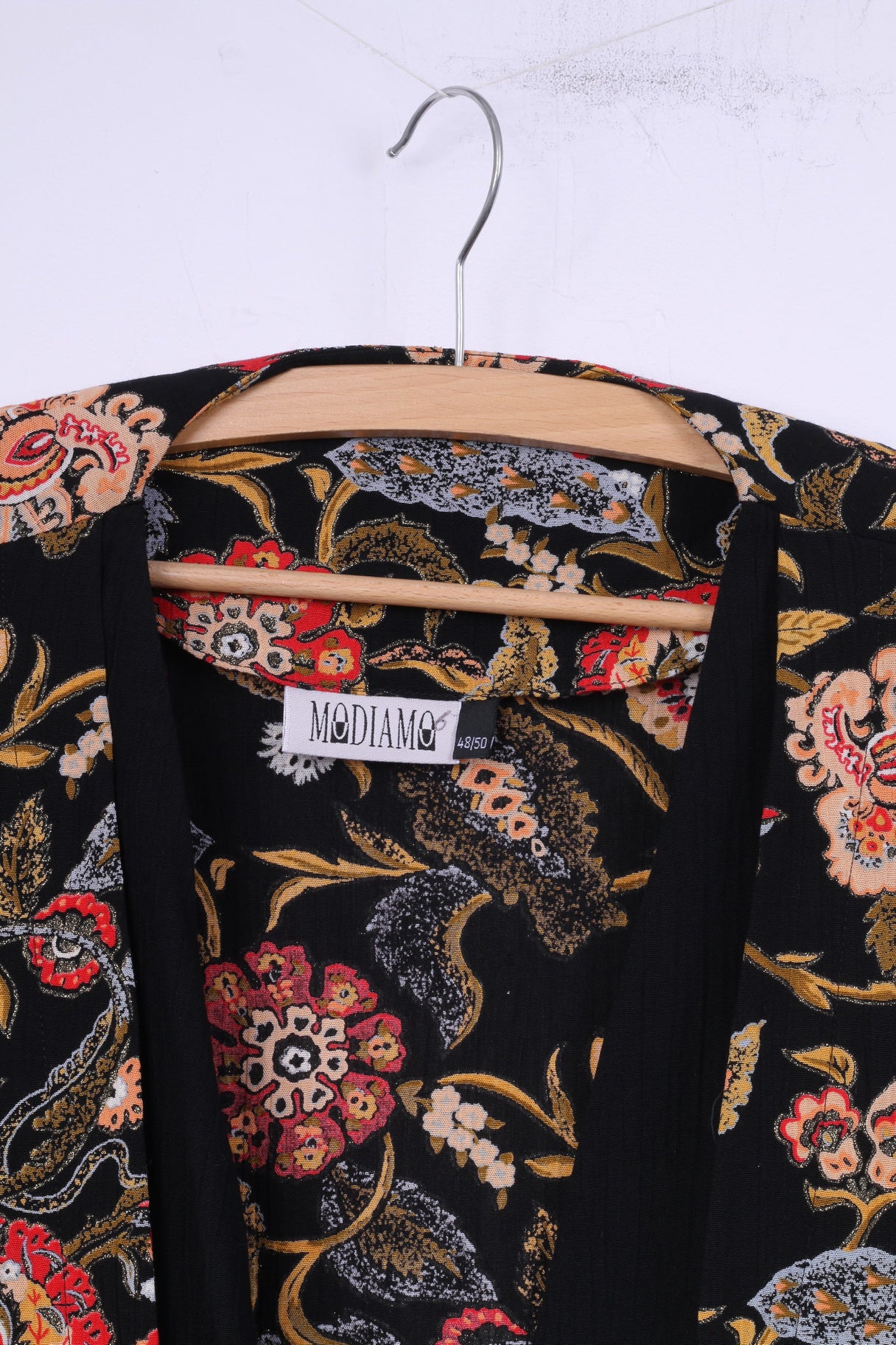 Modiamo Donna 48/50 Blazer XXL Top floreale con spalline in viscosa nera 