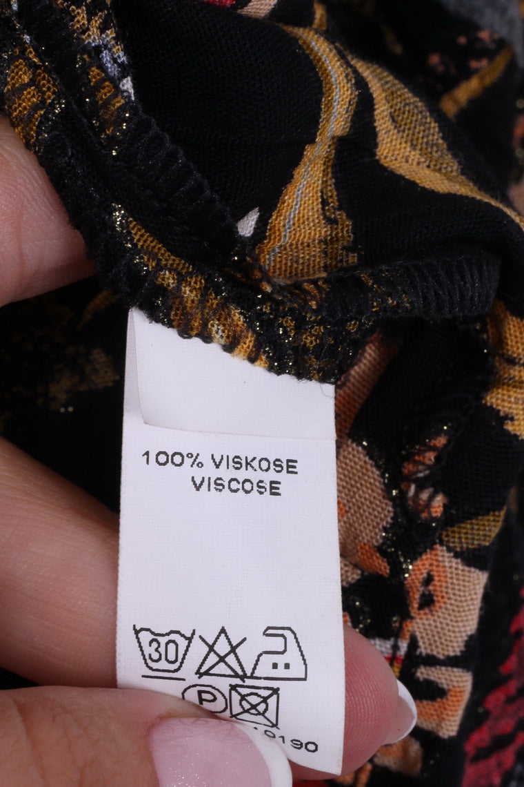 Modiamo Donna 48/50 Blazer XXL Top floreale con spalline in viscosa nera 