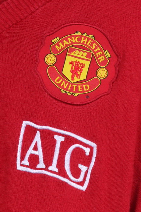 Maglia da uomo Nike L rossa, maglione rosso del Manchester United Football Club, con scollo a V