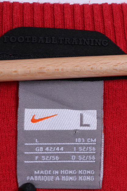 Maglia da uomo Nike L rossa, maglione rosso del Manchester United Football Club, con scollo a V