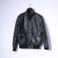 Identity Mens S Bomber Jacket Black Leather Imitation Fur Lined Biker Zip Up Top