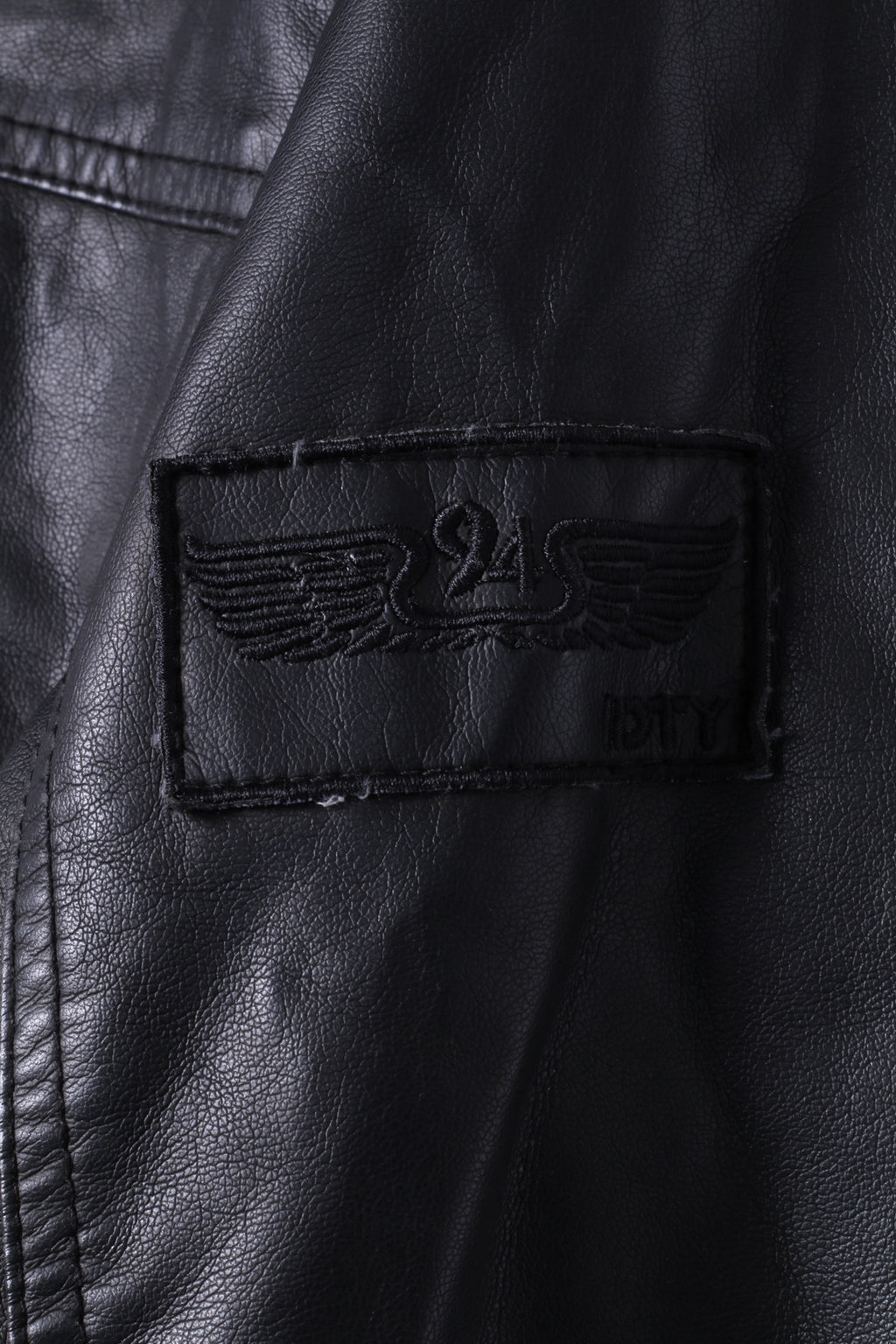 Identity Mens S Bomber Jacket Black Leather Imitation Fur Lined Biker Zip Up Top