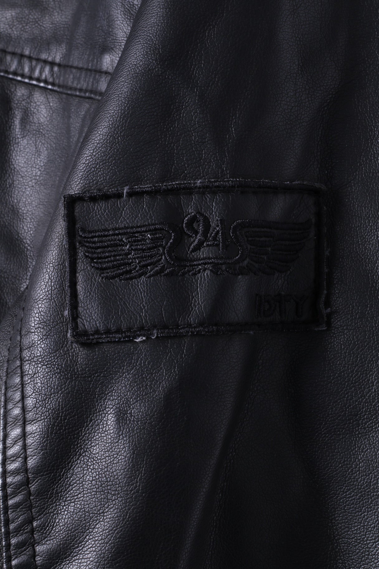 Identity Mens S Bomber Jacket Black Leather Imitation Fur Lined Biker Zip Up Top