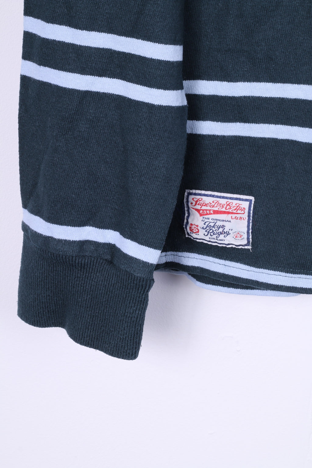 Polo da uomo M Superdry Top in cotone a righe con bottoni vintage verdi 