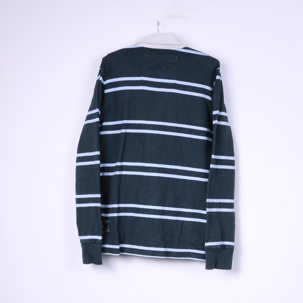 Polo da uomo M Superdry Top in cotone a righe con bottoni vintage verdi 