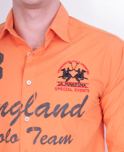 La Martina Mens XL Casual Shirt Long Sleeve Orange Argentino - RetrospectClothes