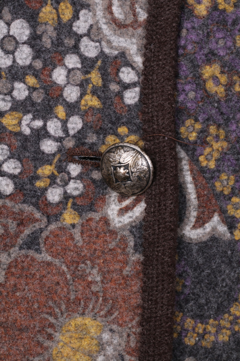 Peter Hahn Women 22 XXL Blazer Single Breasted Silver Buttons Grey Floral Top