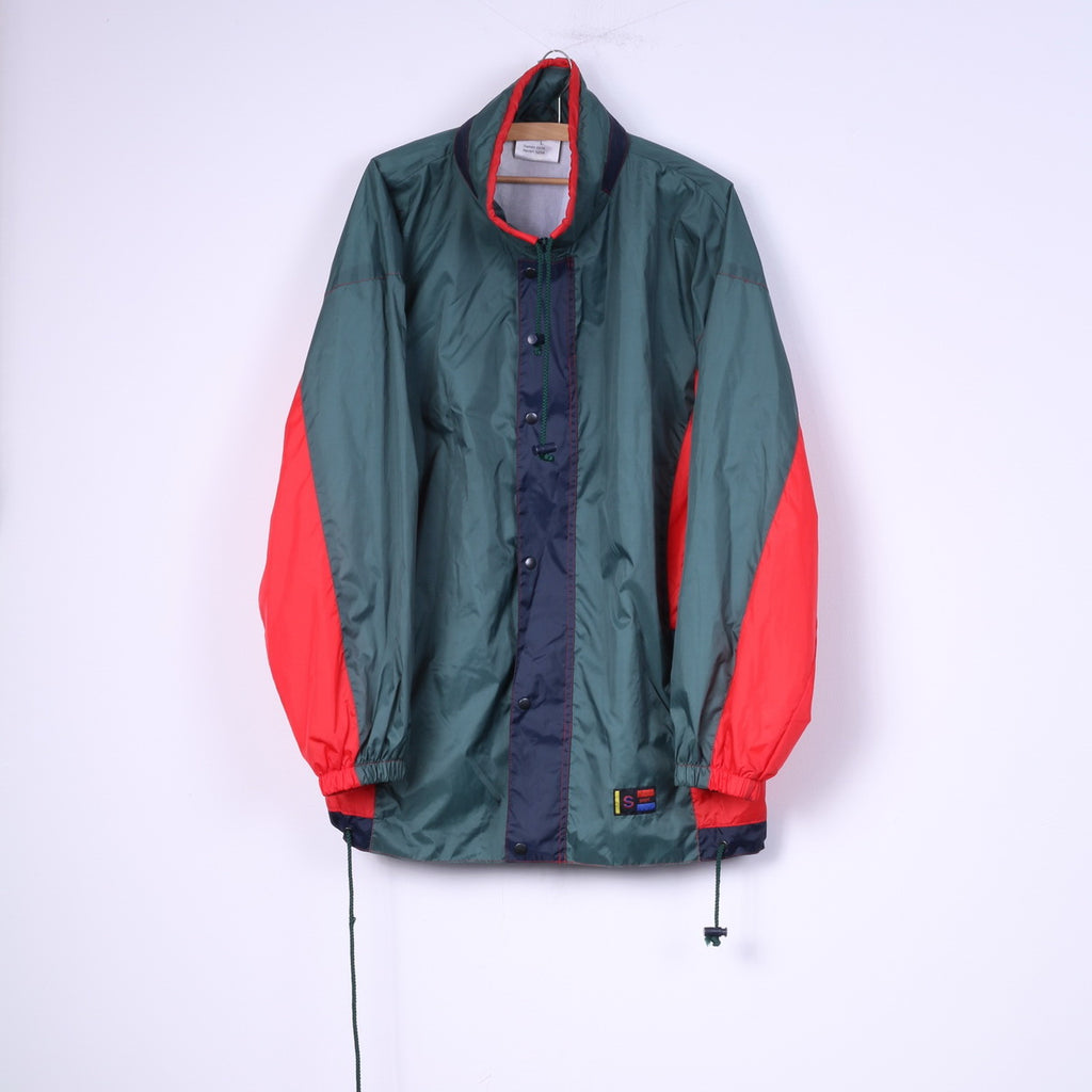 Marcel Clair Men L Jacket Green Nylon Hidden Hood Outdoor Unisex Top