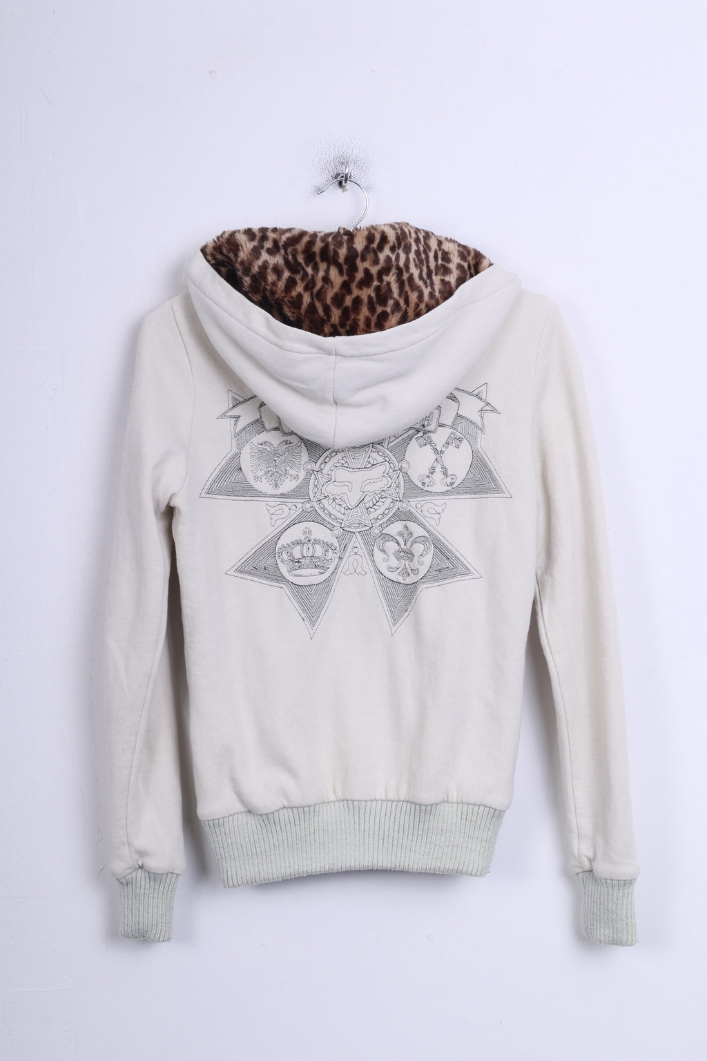 FOX Womens S Sweatshirt Hood Ecru Sport Jumper - RetrospectClothes