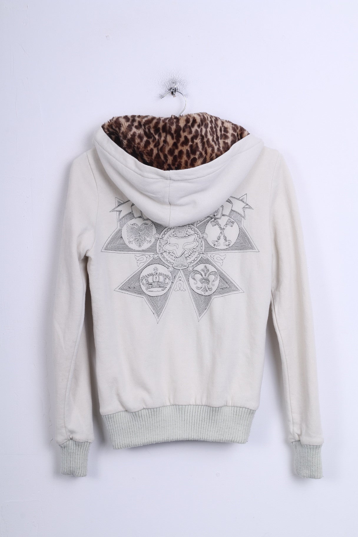 FOX Womens S Sweatshirt Hood Ecru Sport Jumper - RetrospectClothes