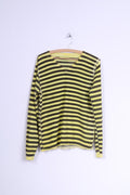 Emergie Femme M Jumper Jaune Marron Rayé Col V Pull