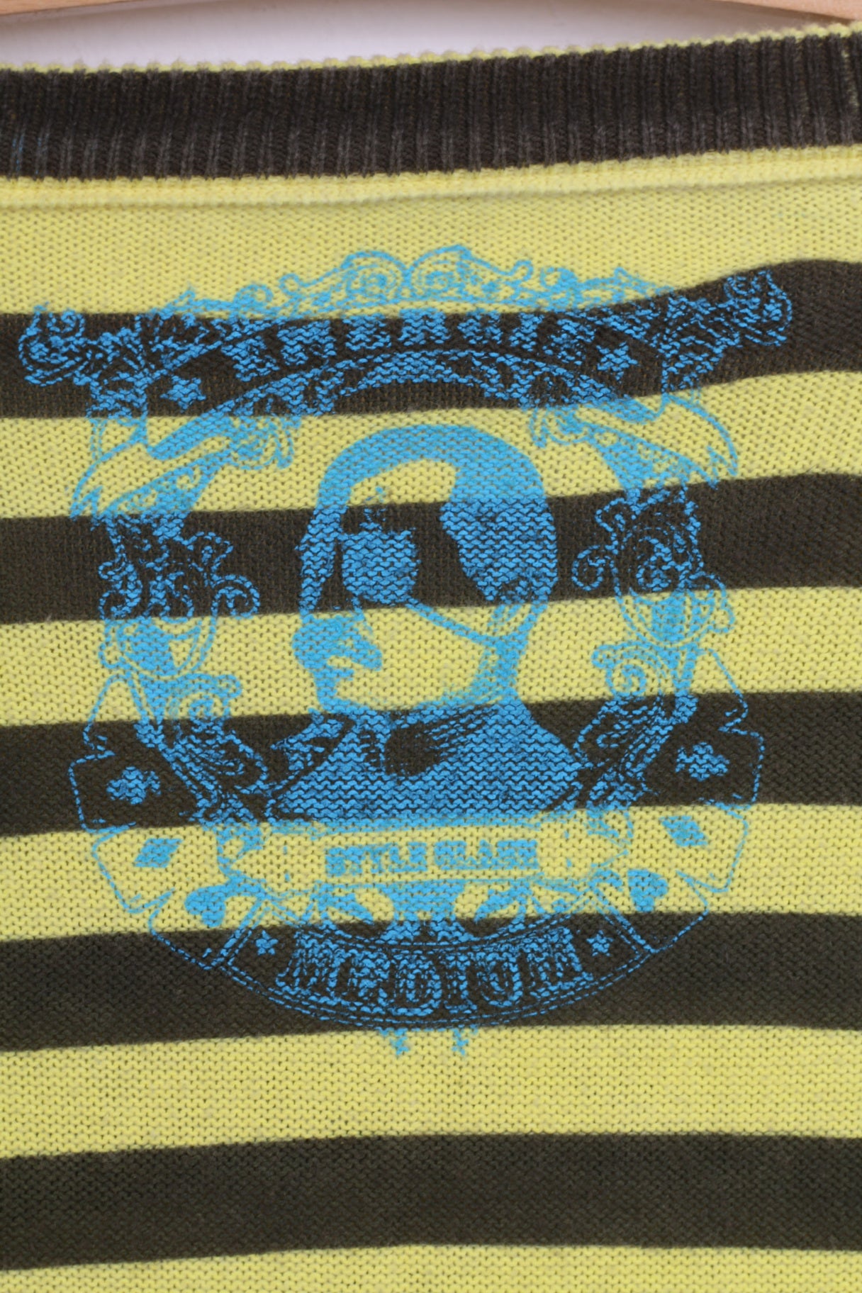 Emergie Femme M Jumper Jaune Marron Rayé Col V Pull