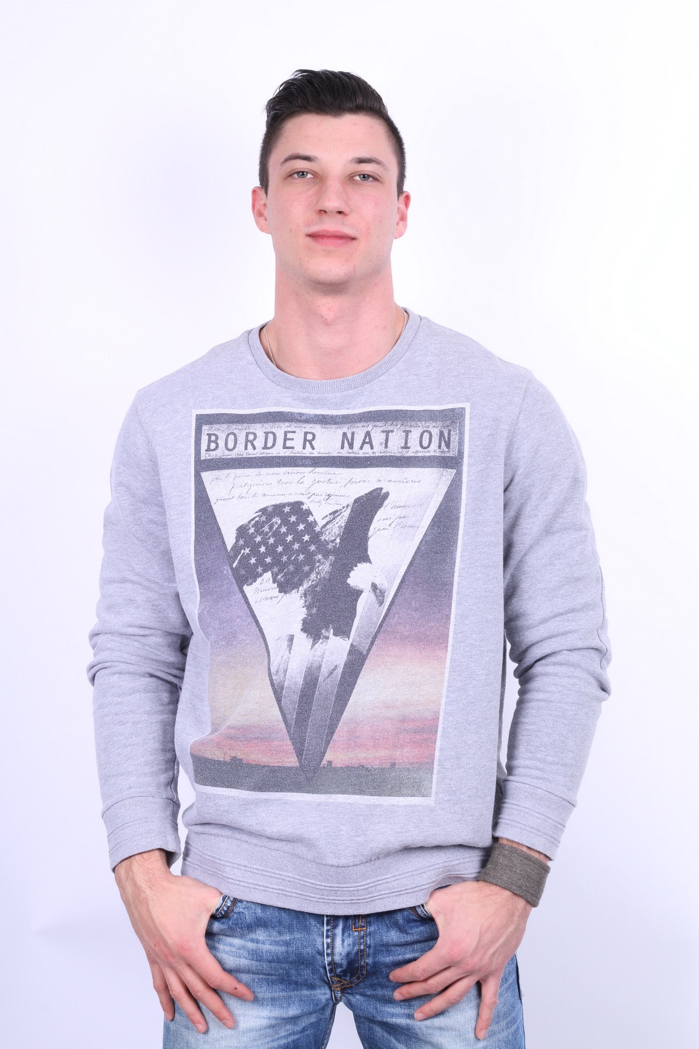 Burton London Mens XXL Sweatshirt Border Nation Patch Cotton Sport Jumper - RetrospectClothes