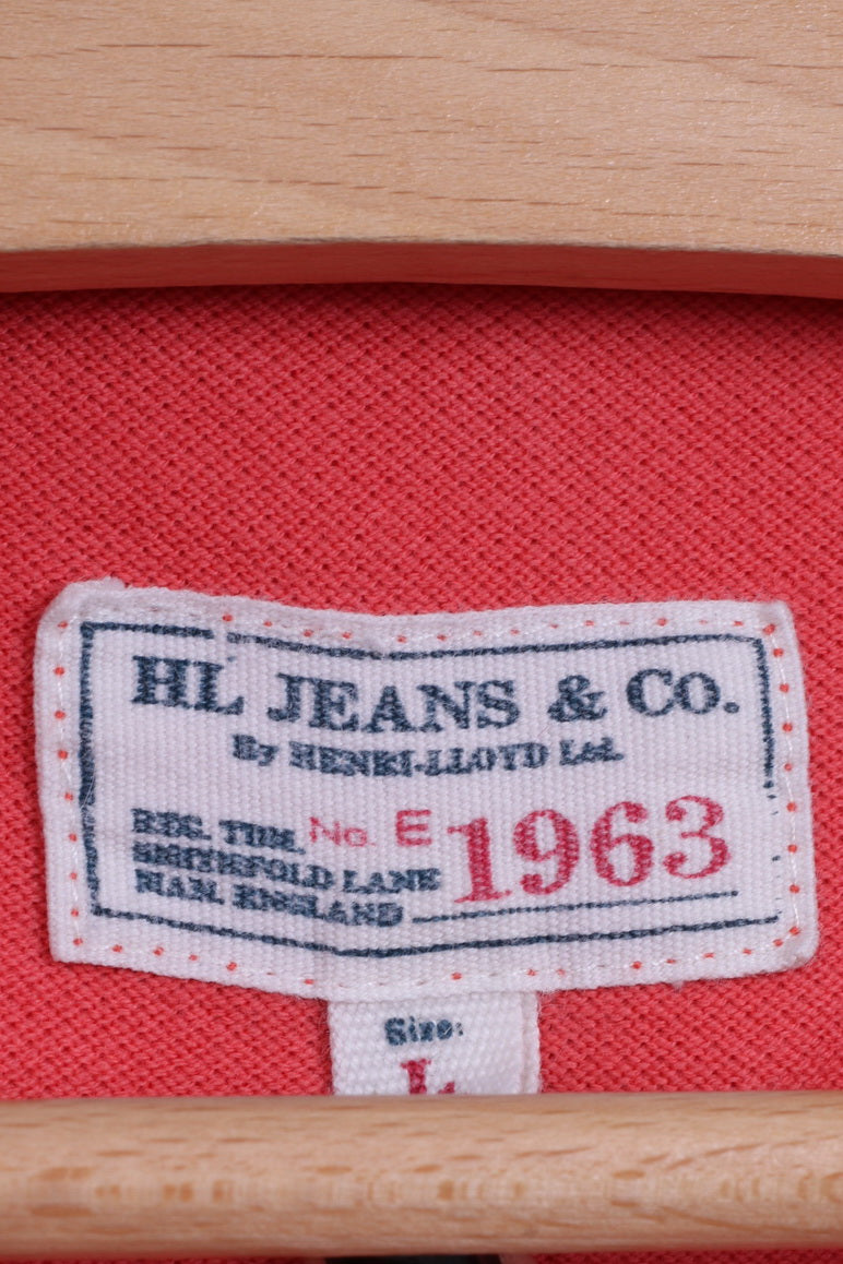 Henri Lloyd Jeans Mens L (M) Polo Shirt peach Cotton Slim Fit