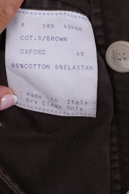 Bensussan Womens 46 M L Coat Single Breasted Cotton Brown Oxford Italy