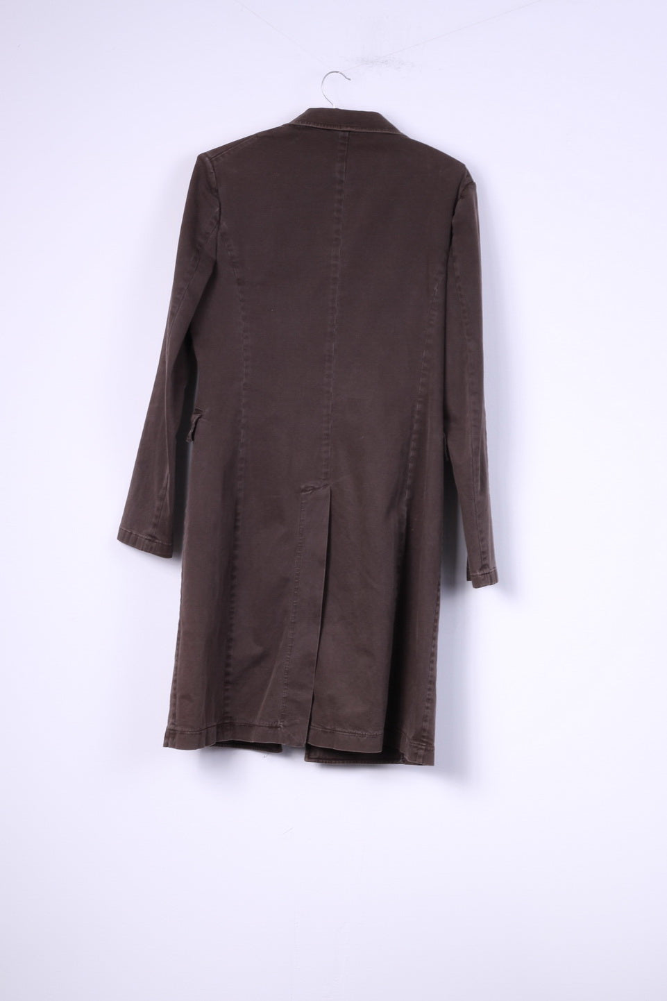 Bensussan Manteau Femme 46 ML Simple Boutonnage Coton Marron Oxford Italie 