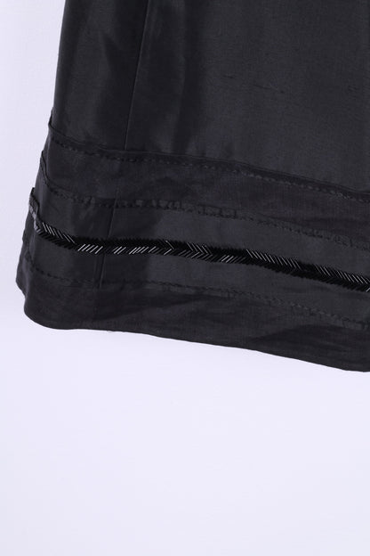 Taifun Collection Women 14 40 M Midi Skirt Black Silk Flared Shiny
