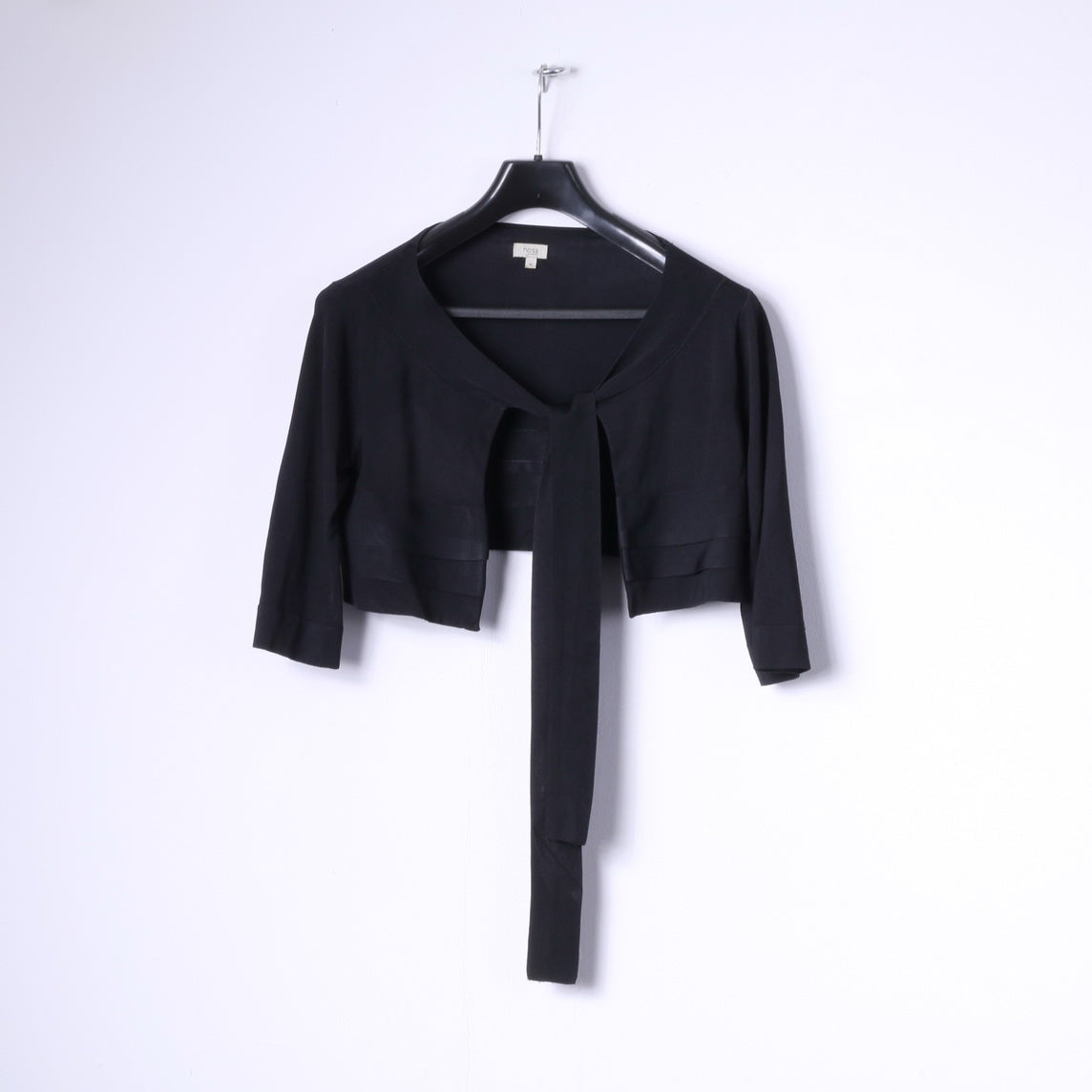 Hoss Intropia Womens M Bolero Black Stretch 2/3 Sleeve Short Cardigan
