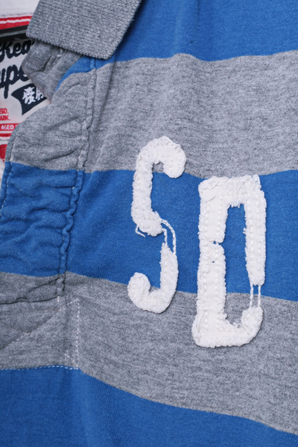 Superdry Womens S Polo Shirt Grey Cotton Striped - RetrospectClothes