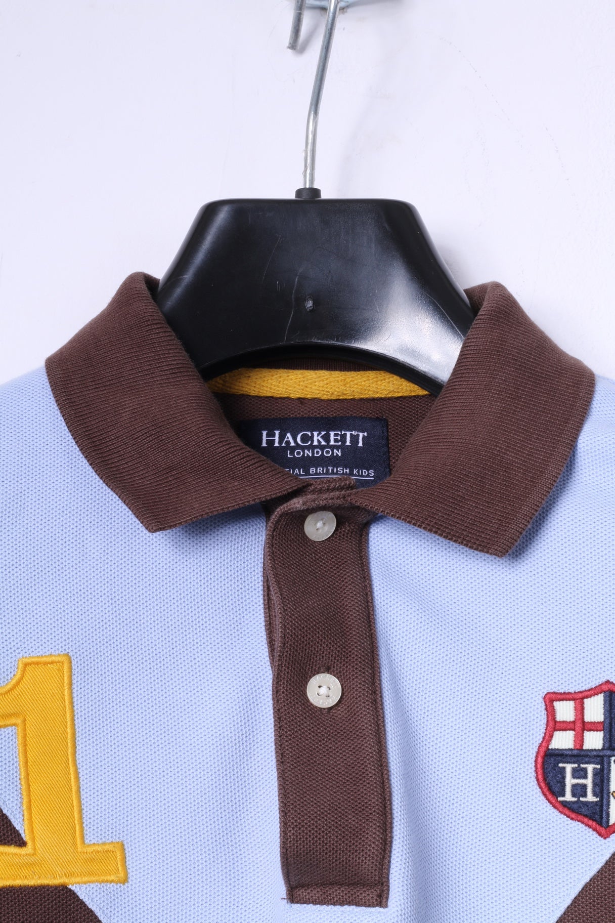 Hackett London Polo à manches longues en coton marron pour garçons de 9 à 10 ans #1