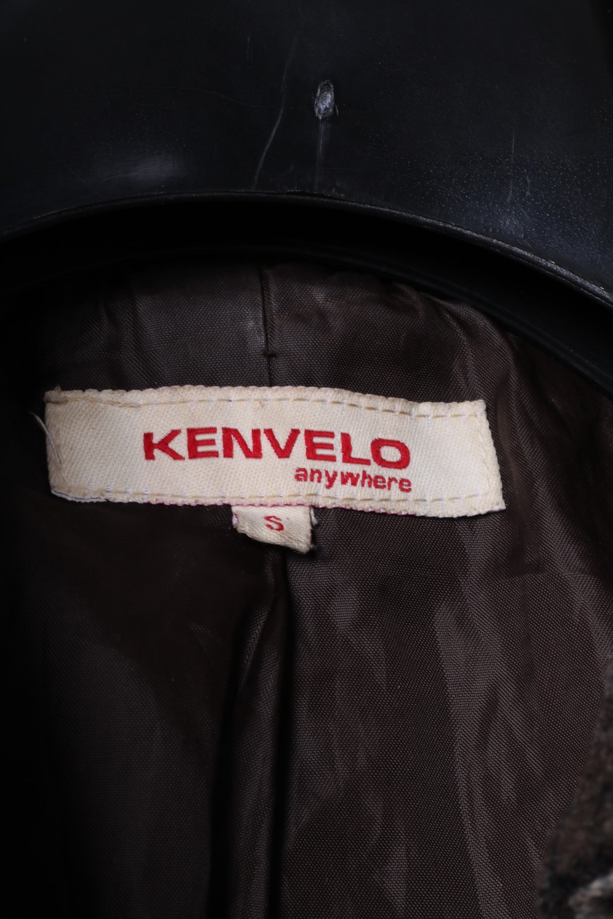 Kenvelo Womens S Coat Brown Check Wool Double Breasted Belted Classic Top