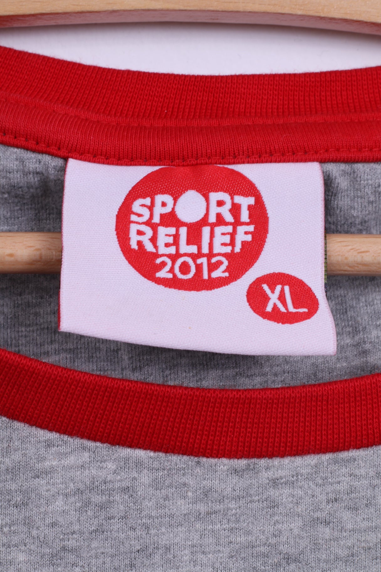 Sport Relief 2012 T-Shirt XL pour hommes, en coton gris, col ras du cou, graphique