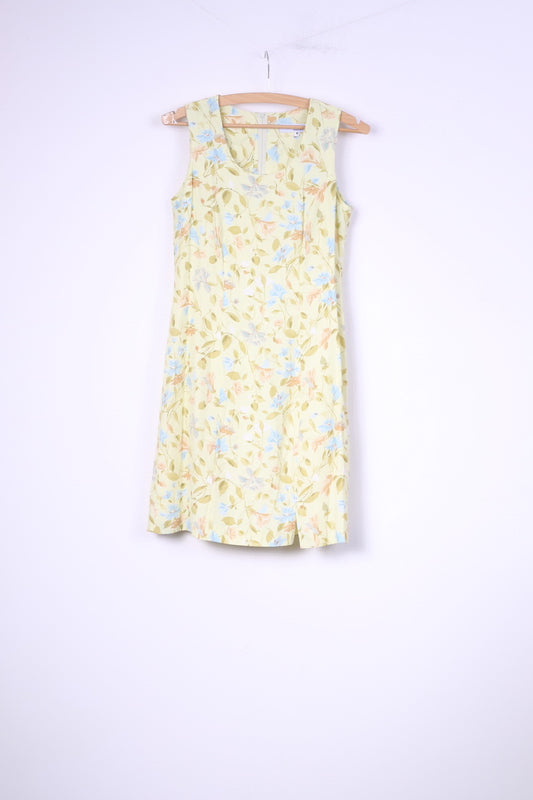 La Rochelle Womens 10 36 S Mini Dress Yellow Flower Printed Sleeveless