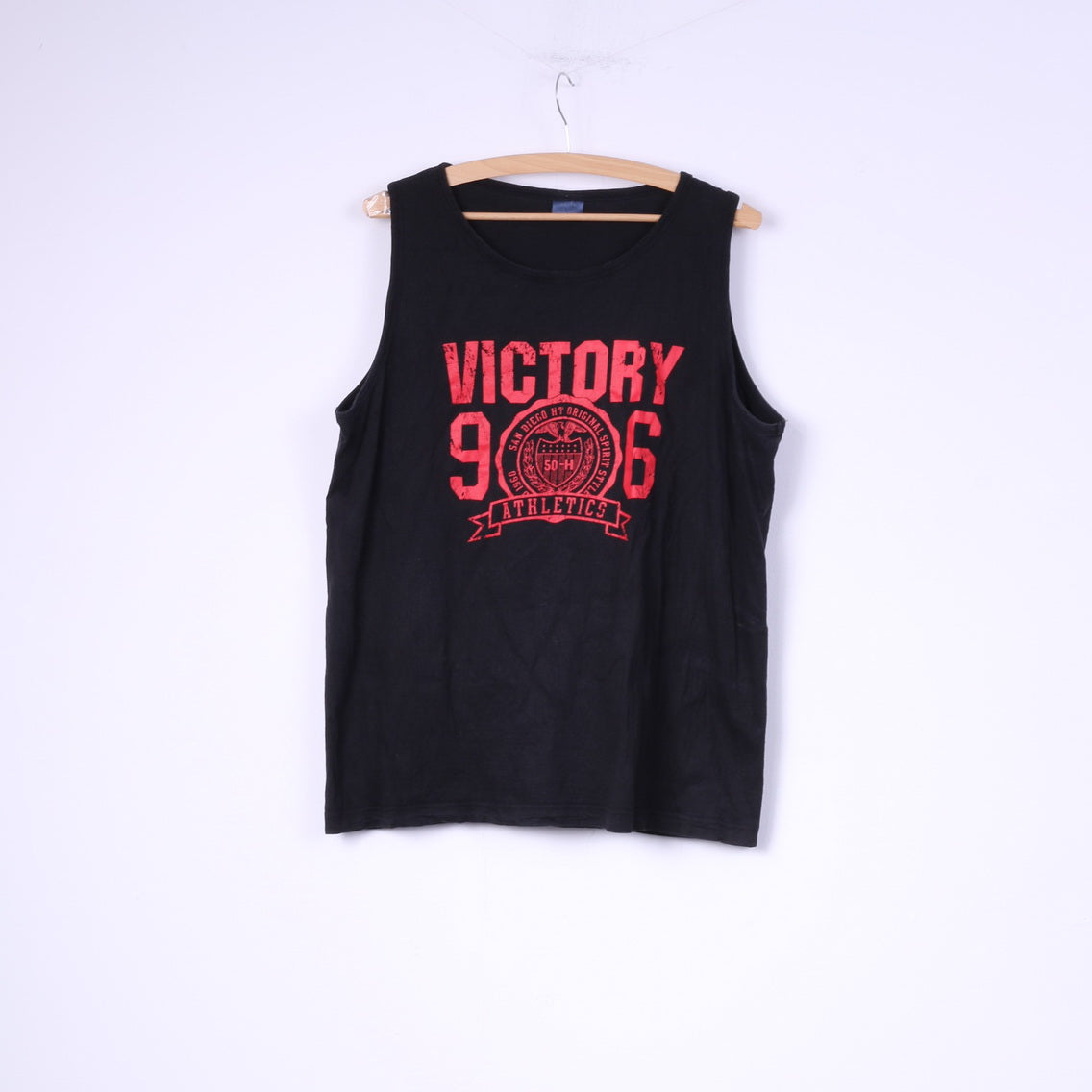 Conte Mancini Men XL Shirt Black Cotton Sleeveless Victory San Diego Tank Top Vest