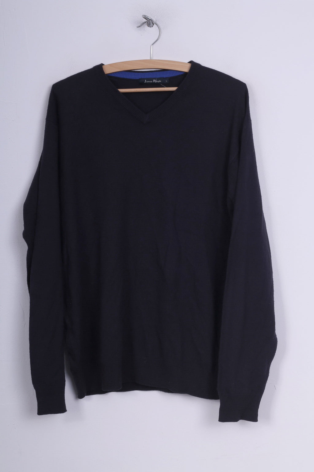 Maglione da uomo James Pringle L, maglione leggero, scollo a V blu scuro 