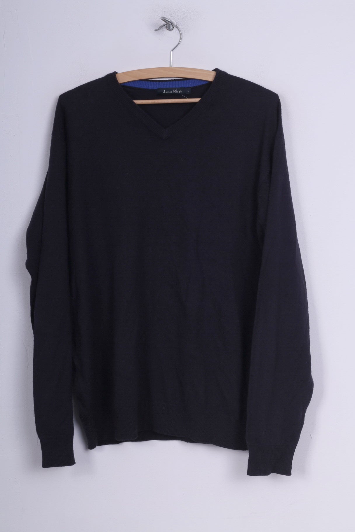 Maglione da uomo James Pringle L, maglione leggero, scollo a V blu scuro 