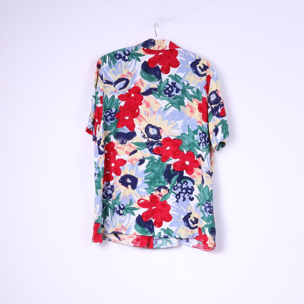 Vintage Women 2XL Casual Shirt Floral Print Vintage Short Sleeve Multi Short Sleeve Top