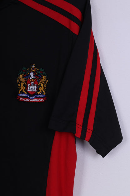 Kooga Wigan Warriors Mens SML Shirt Jersey Black Sport Short Sleeve Rugby JJb