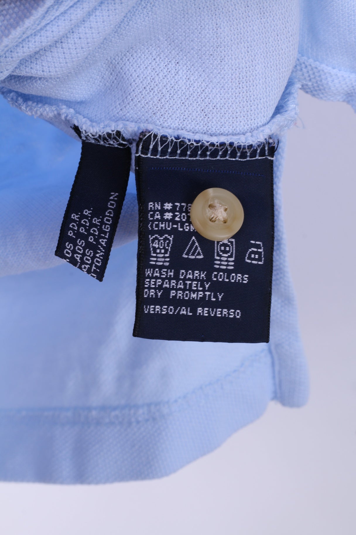 Tommy Hilfiger Mens XL Polo Shirt Light Blue Cotton Top Buttons Detailed