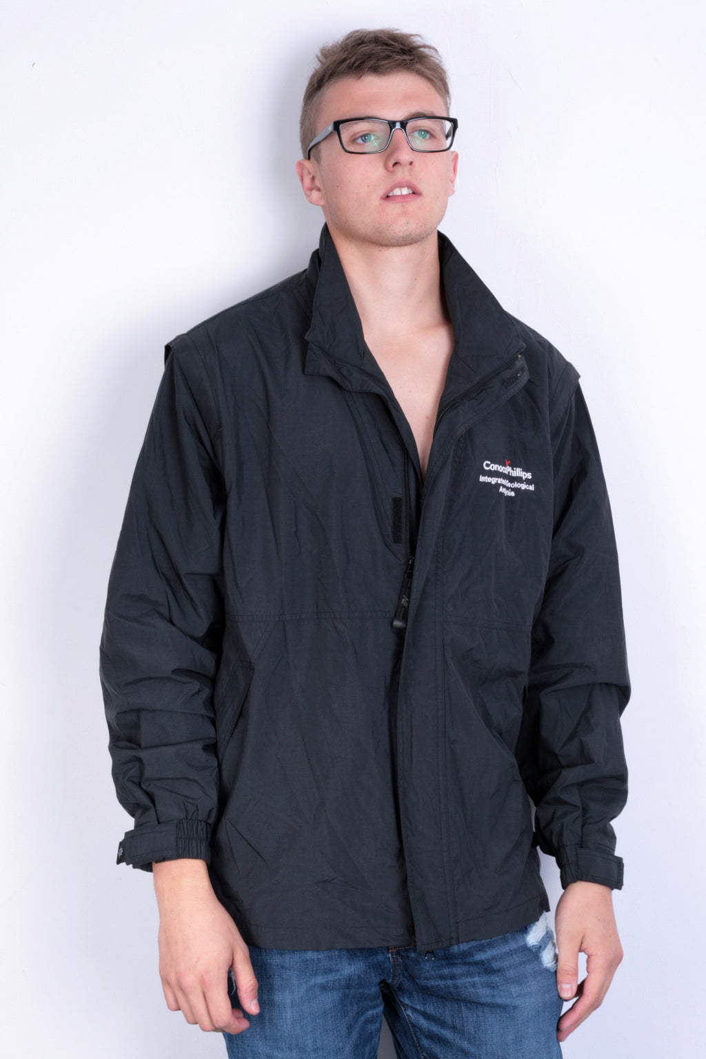 North End Mens L Jacket Full Zipper Black Waterproof