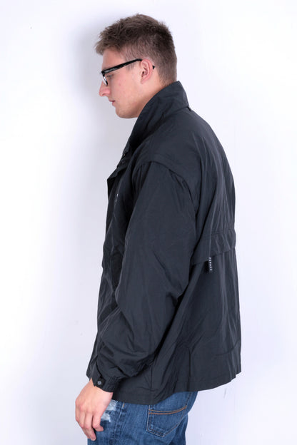North End Mens L Jacket Full Zipper Black Waterproof - RetrospectClothes