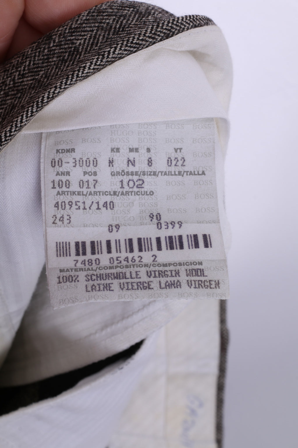 Hugo Boss Hommes 102 40 Costume Vintage Marron Laine à Chevrons Einstein/Sigma