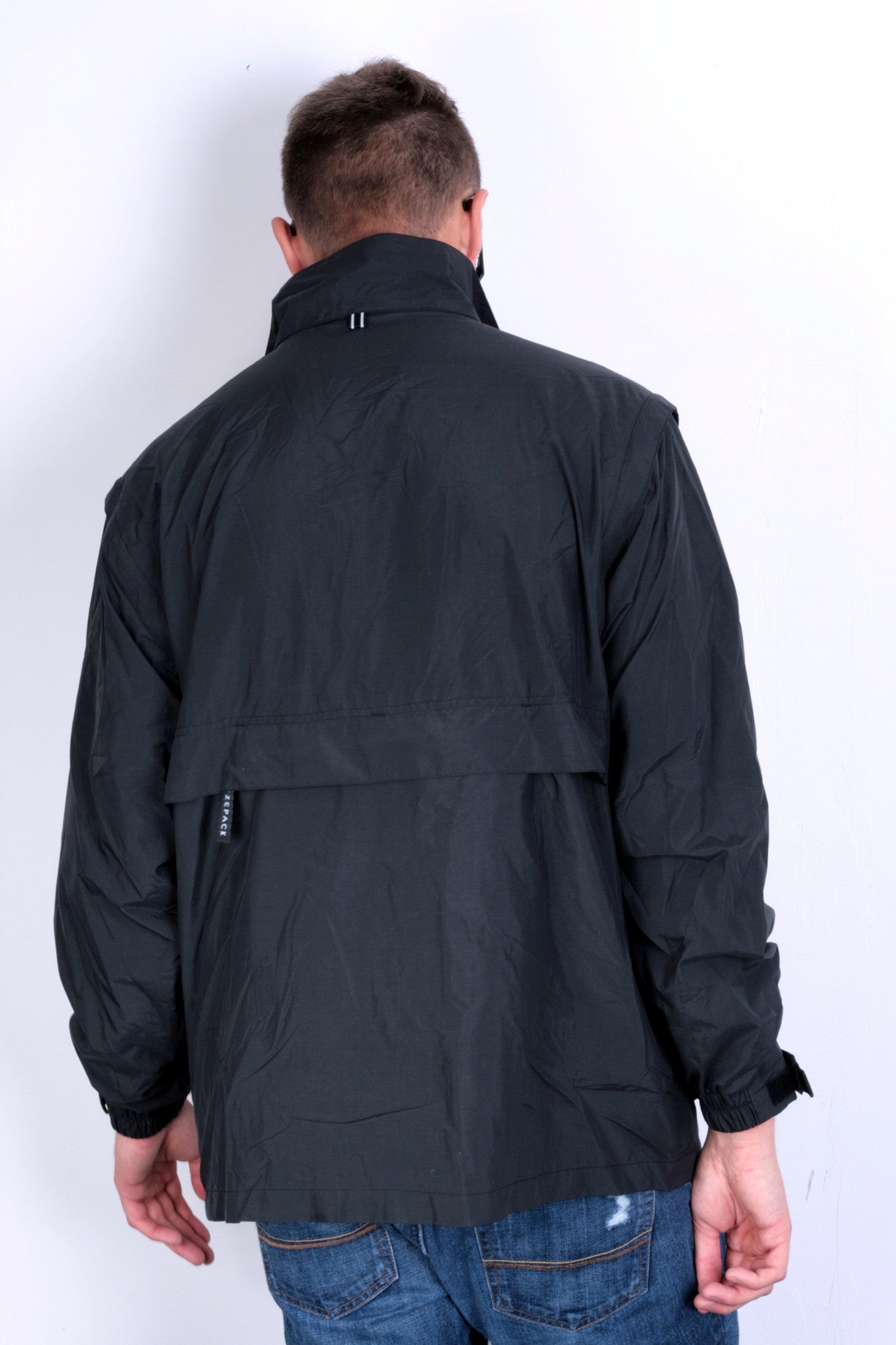 North End Mens L Jacket Full Zipper Black Waterproof - RetrospectClothes