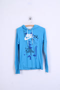NIKE Donna M 10/12 Felpa con cappuccio Blu Cotone Abbigliamento sportivo