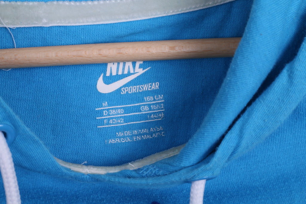 NIKE Womens M 10/12 Jumper Hood Blue Cotton Sportswear