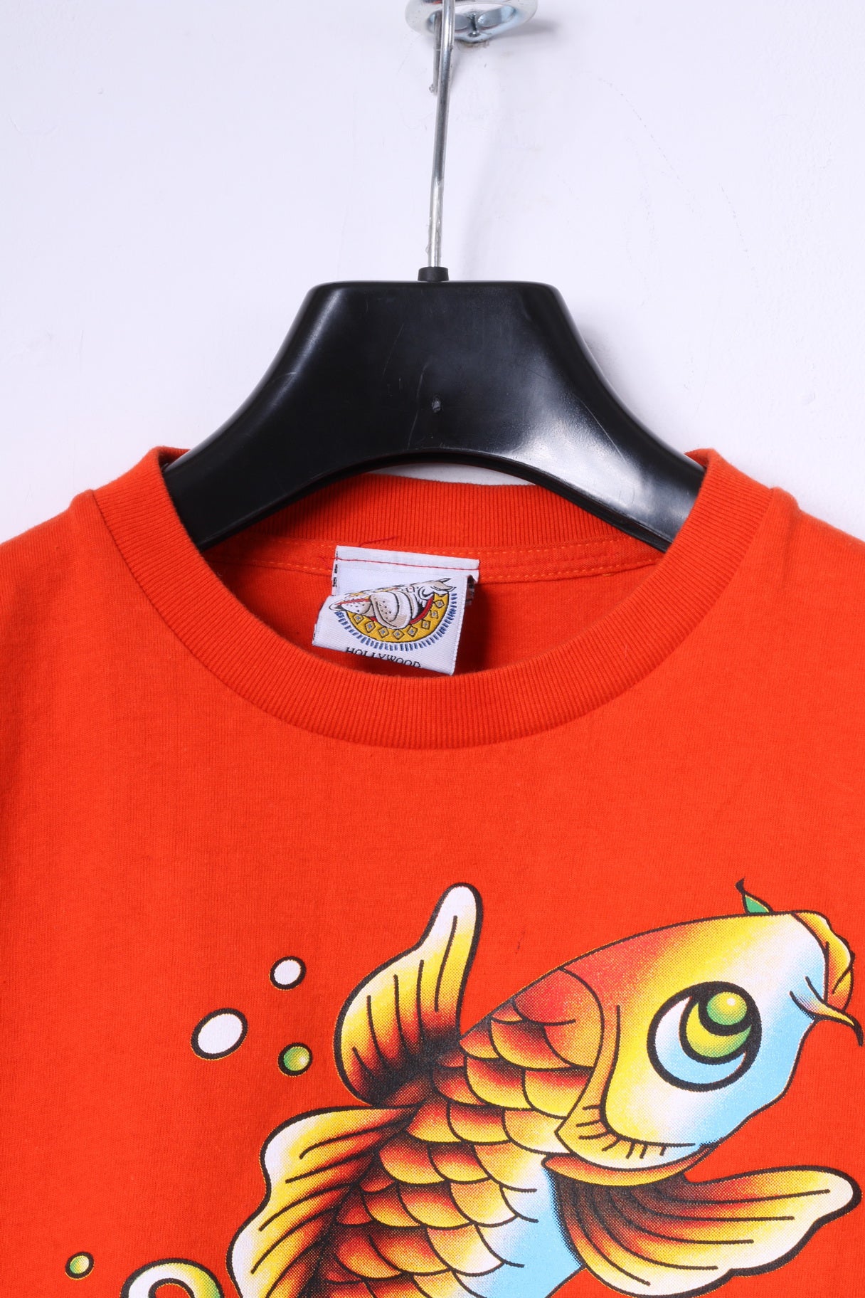Ed Hardy Boys M 14 Age T-Shirt Orange Cotton Fish Graphic Top