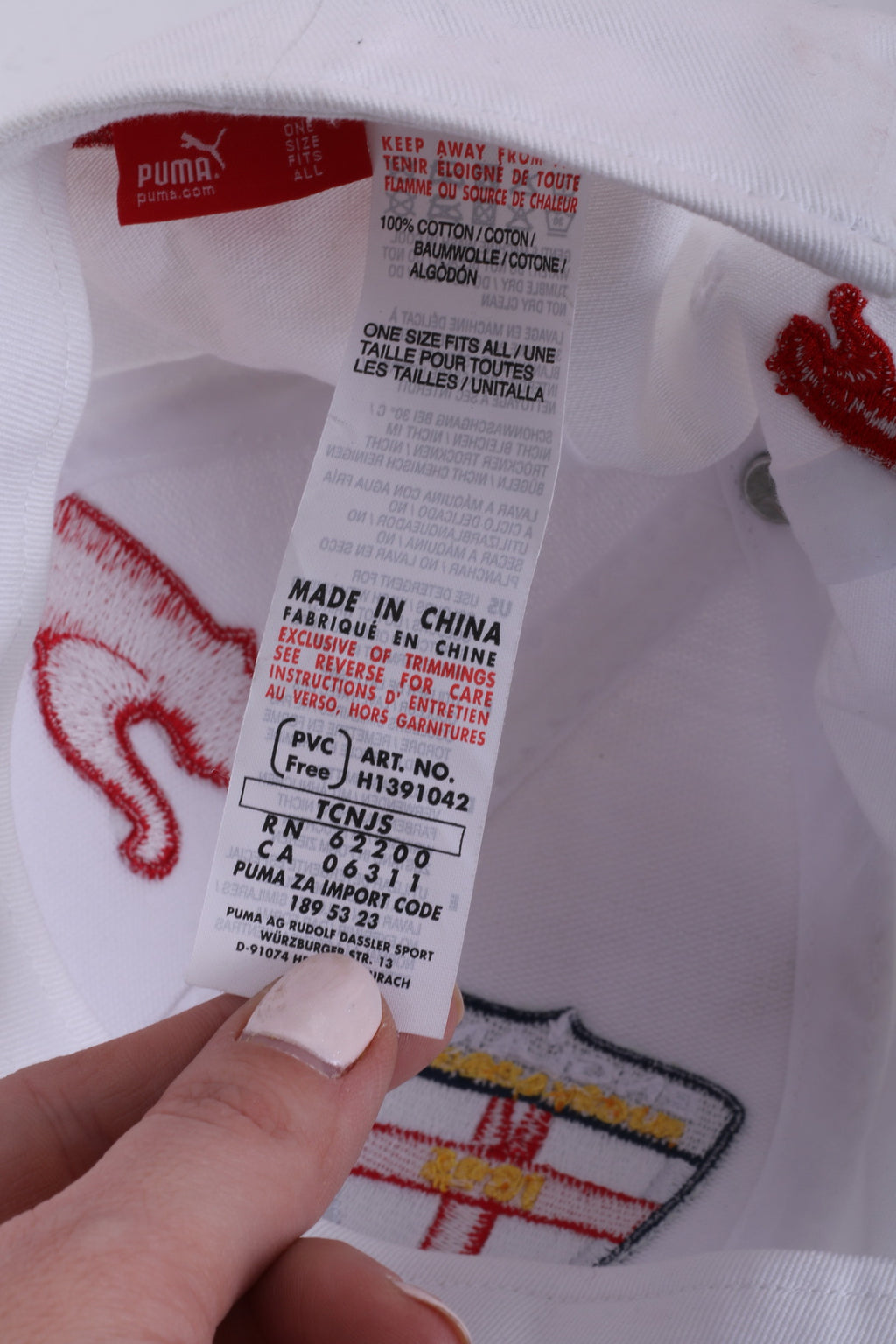 Puma England Rugby League Mens One Size Cap White Cotton Adjustable Fit